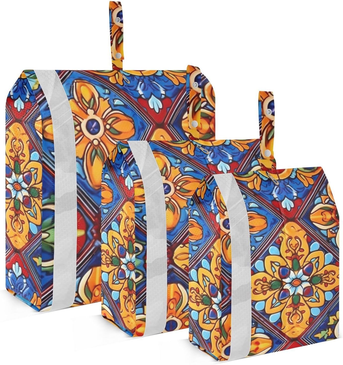 Orange Talavera Tile Packing Cubes for Travel 3 Set Expandable Compression Luggage Packing Organizers for Carry on Suitcase Travel Accessories Luggage Organizer Bags Set