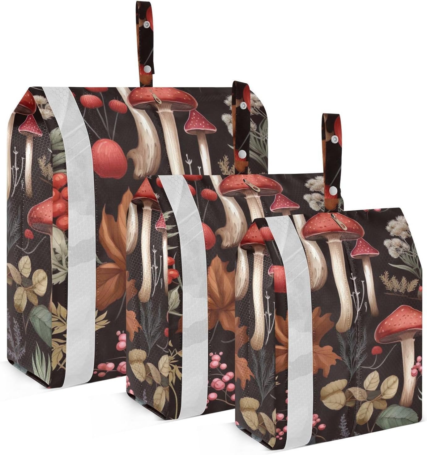 Flowers Watercolor Mushrooms Packing Cubes for Travel 3 Set Expandable Compression Luggage Packing Organizers for Carry on Suitcase Travel Essentials Luggage Organizer Bags Set