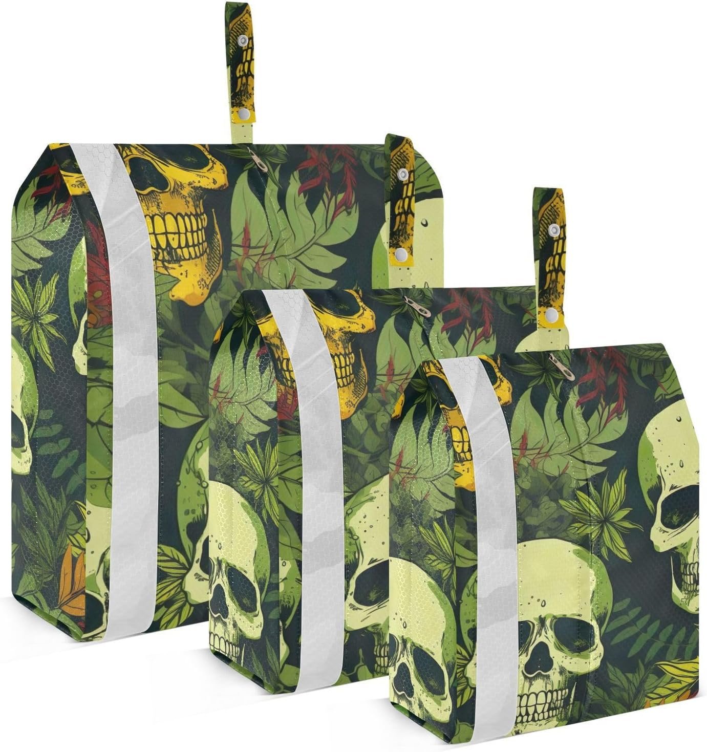 Skulls Leaves Green Packing Cubes for Travel 3 Set Expandable Compression Luggage Packing Organizers for Carry on Suitcase Travel Essentials Luggage Organizer Bags Set