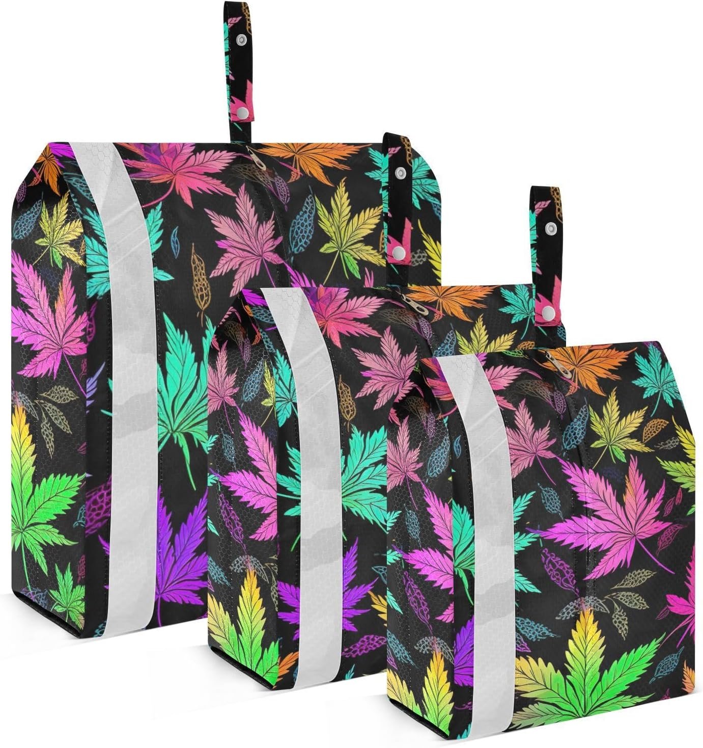 Colorful Leaves Packing Cubes for Travel 3 Set Compression Expandable Luggage Packing Organizers for Carry on Suitcase Travel Essentials Luggage Organizer Bags Set