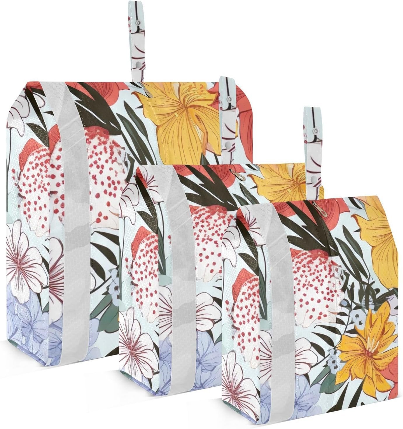 Hand Drawn Floral Plants Packing Cubes for Travel 3 Set Compression Lightweight Luggage Packing Organizers for Carry on Suitcase Travel Accessories Luggage Organizer Bags Set