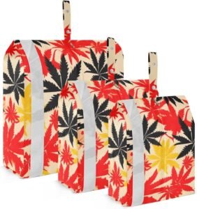 Black Red Yellow Leaves Packing Cubes 3 Set: Efficient Luggage Organizers