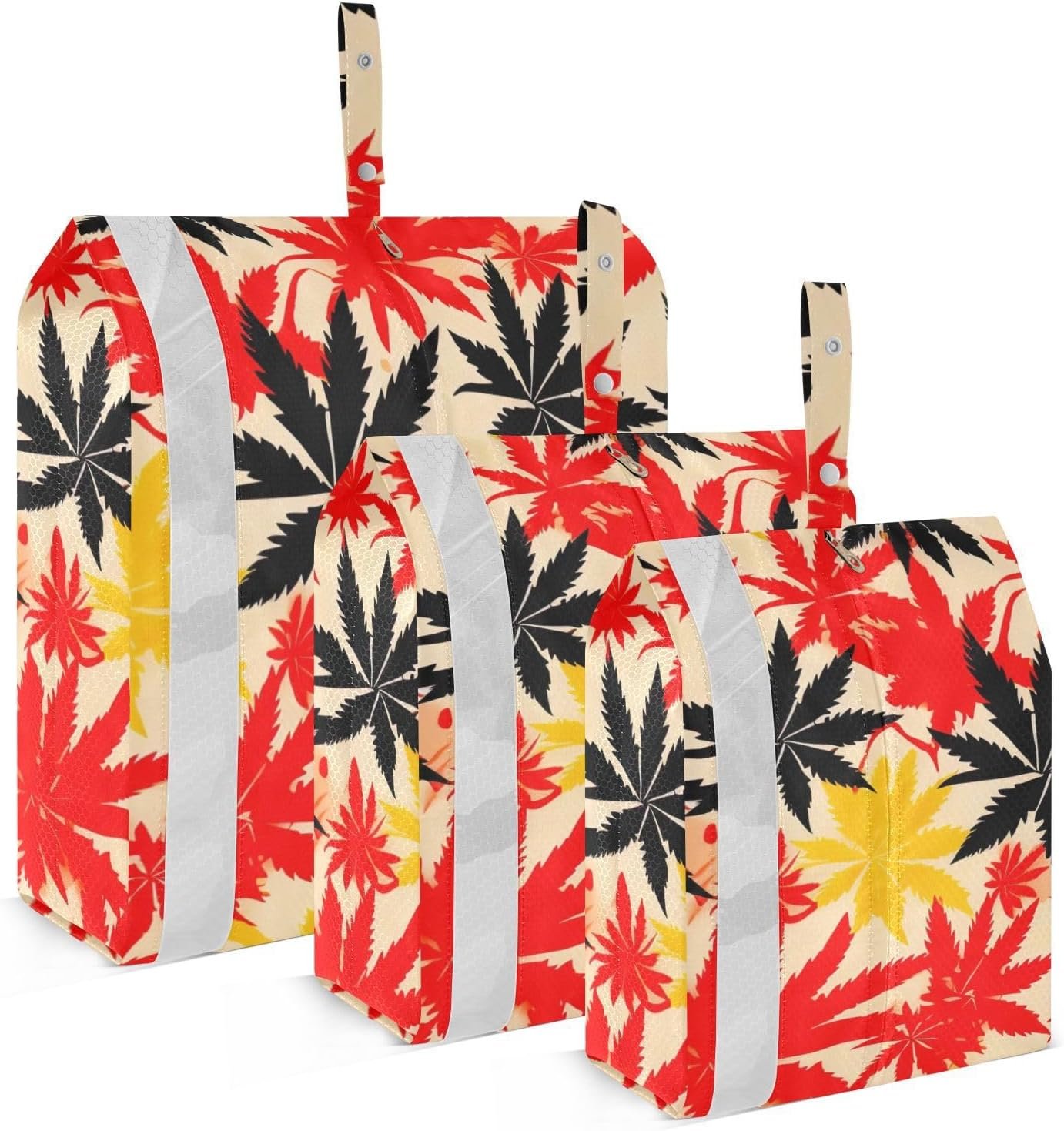 Black Red Yellow Leaves Packing Cubes for Suitcases 3 Set Lightweight Compression Luggage Packing Organizers for Carry on Suitcase Travel Essentials Luggage Organizer Bags Set