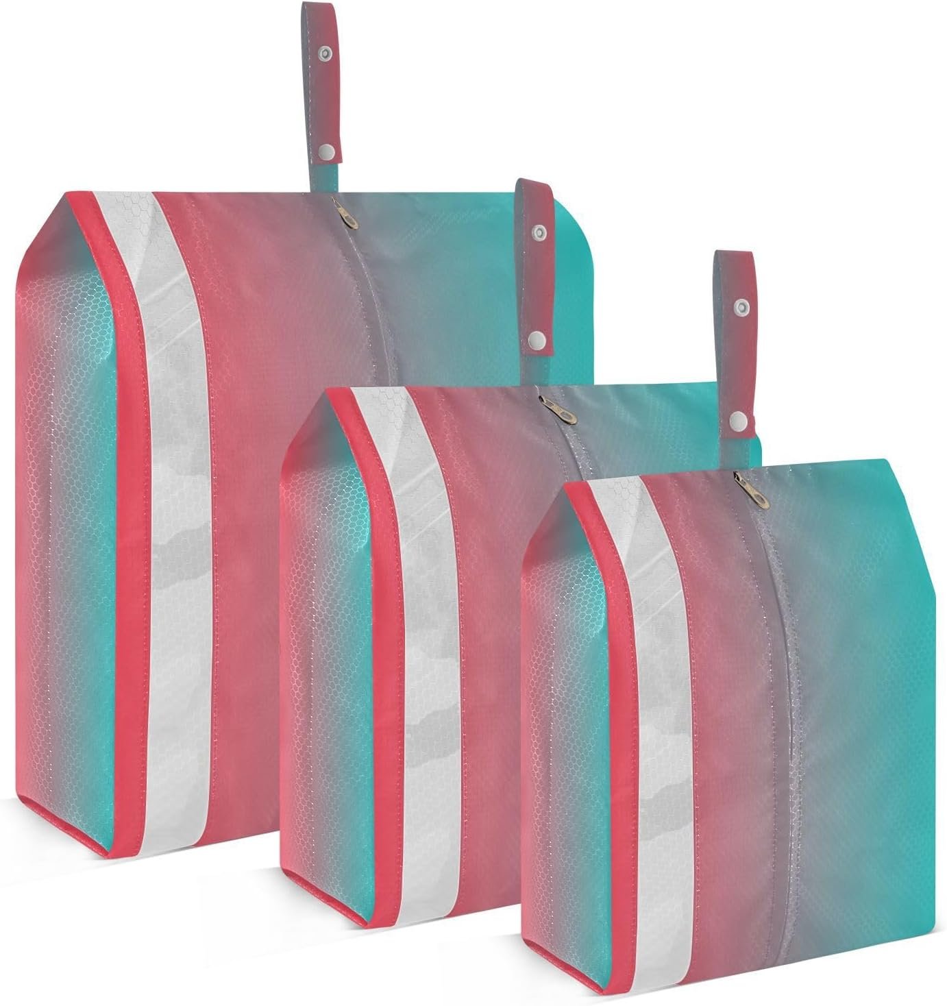 Red Pink Blue Gradient Packing Cubes for Suitcases 3 Set Lightweight Compression Luggage Packing Organizers for Carry on Suitcase Travel Accessories Luggage Organizer Bags Set