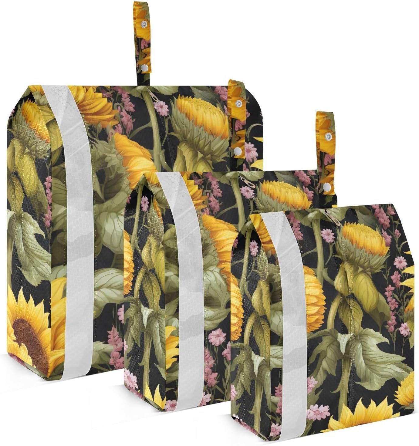 Yellow Sunflowers Flowers Leaves Packing Cubes for Suitcases 3 Set Lightweight Compression Luggage Packing Organizers for Carry on Suitcase Travel Accessories Luggage Organizer Bags Set