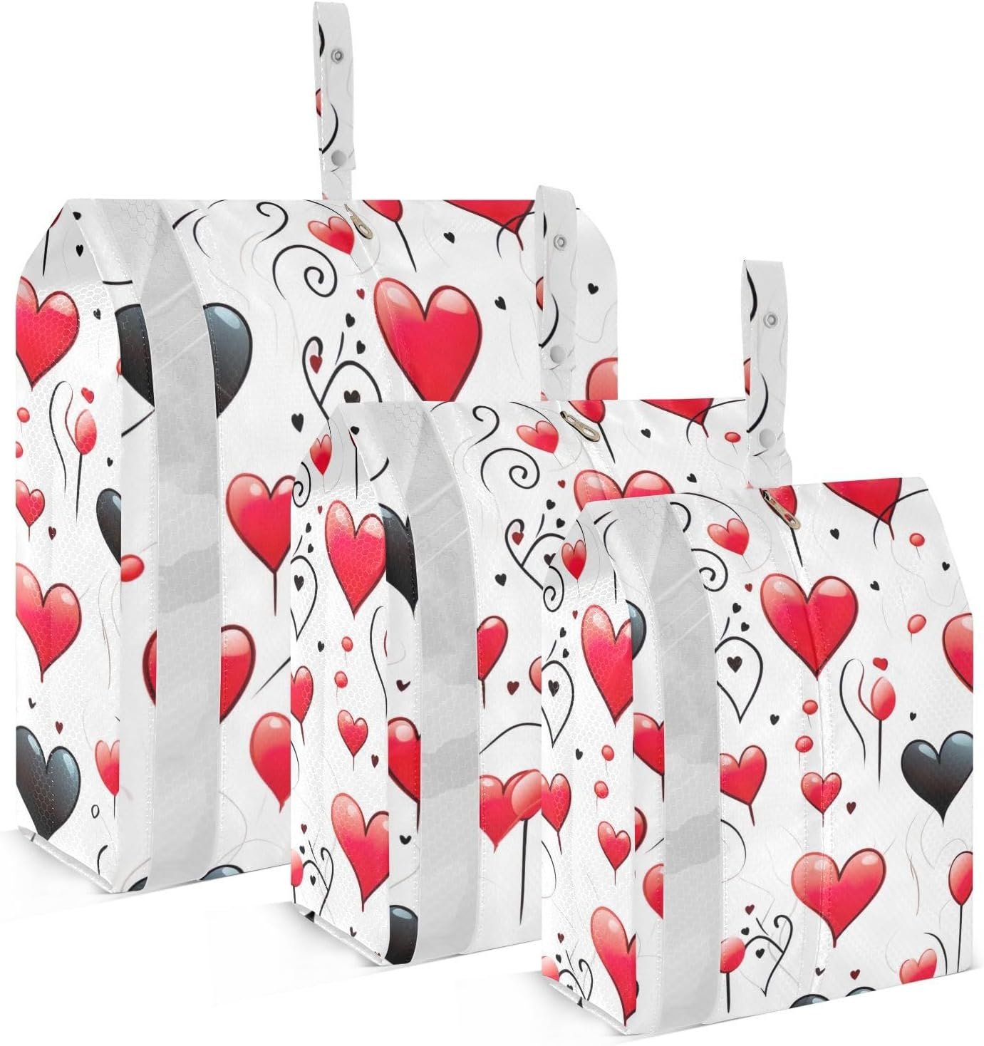 Heart Red Packing Cubes for Travel 3 Set Expandable Compression Luggage Packing Organizers for Carry on Suitcase Travel Essentials Luggage Organizer Bags Set