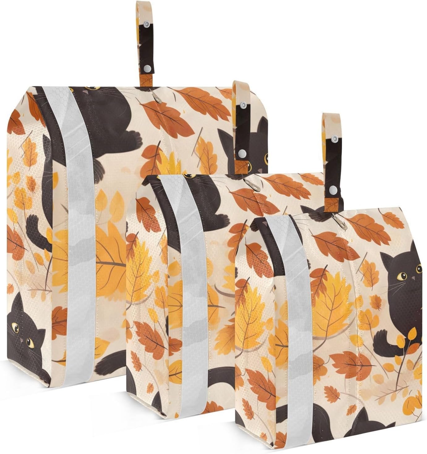 Leaves Autumn Black Cat Packing Cubes for Travel 3 Set Expandable Compression Luggage Packing Organizers for Carry on Suitcase Travel Accessories Luggage Organizer Bags Set