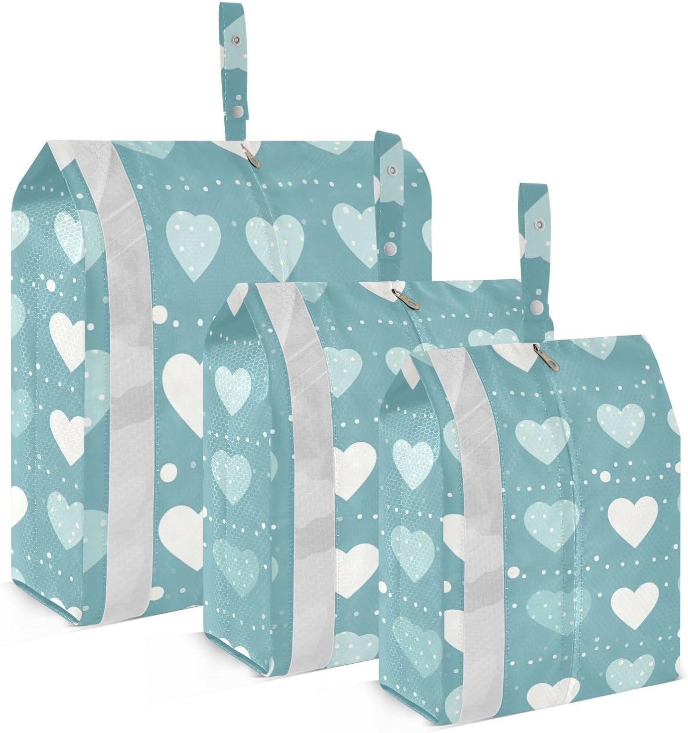 Blue Hearts Packing Cubes for Travel 3 Set Compression Expandable Luggage Packing Organizers for Carry on Suitcase Travel Essentials Luggage Organizer Bags Set