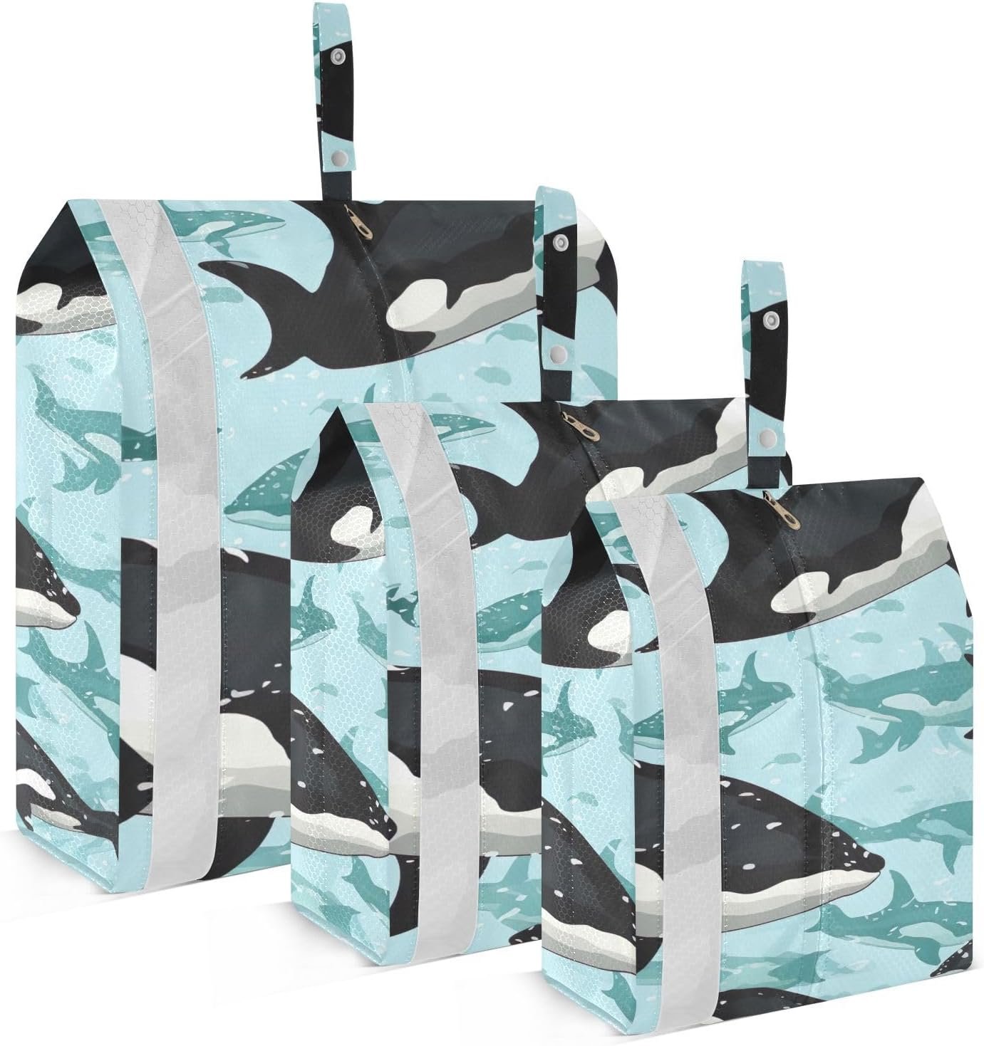 Watercolor Whales Blue Packing Cubes for Travel 3 Set Compression Lightweight Luggage Packing Organizers for Carry on Suitcase Travel Accessories Luggage Organizer Bags Set