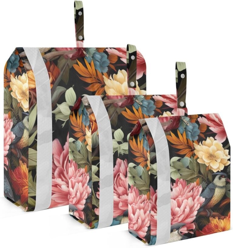 Watercolor Birds Flowers Black Packing Cubes – Efficient Travel Organization