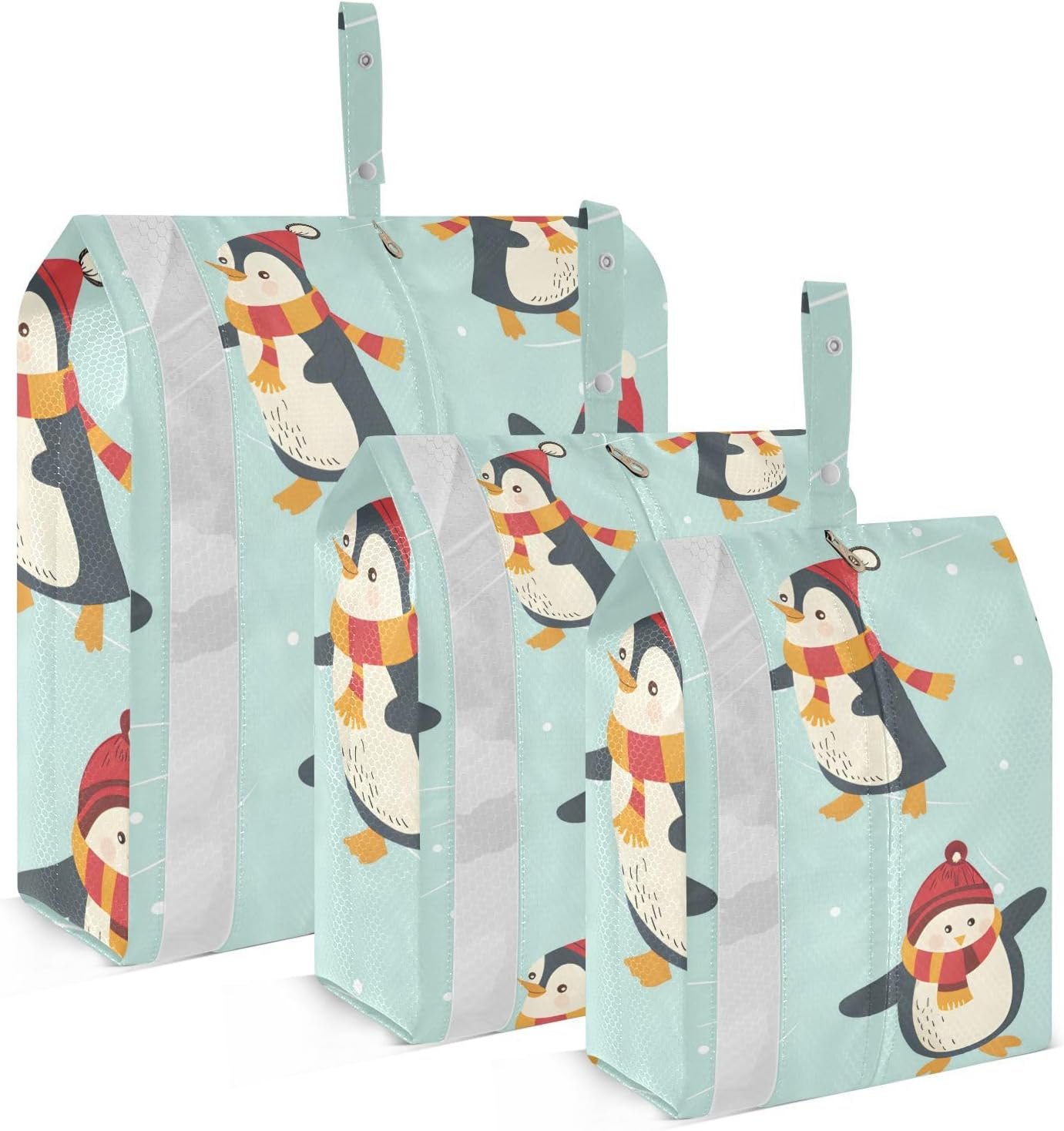 Penguins Scarves Teal Packing Cubes for Travel 3 Set Compression Expandable Luggage Packing Organizers for Carry on Suitcase Travel Accessories Luggage Organizer Bags Set