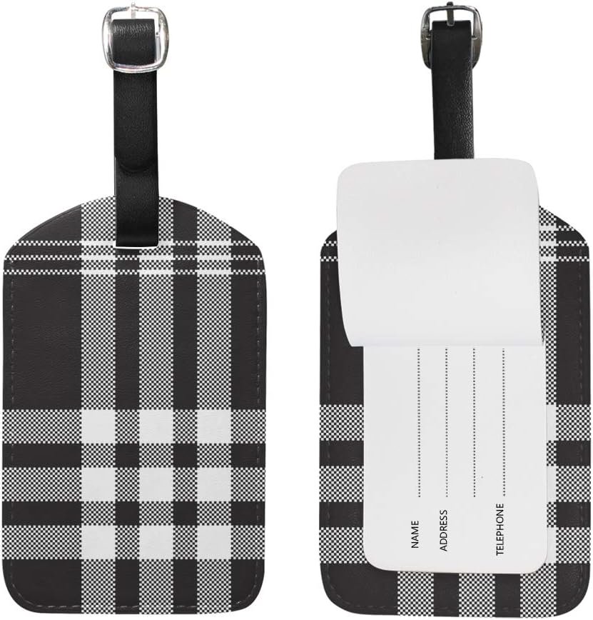 Luggage Tag Travel Suitcase Label ID Tag Checkered Pattern PU Leather for Baggage Kid's Bag 1 Piece