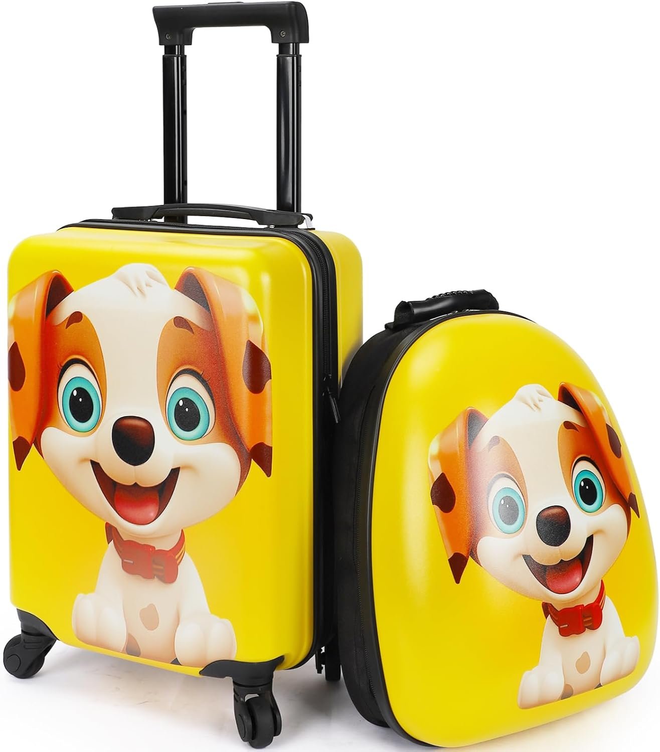 emissary Kids Luggage Set With Wheels For Boys Girls, Toddler 16’’ Hardside Suitcases With Backpack, Puppy Kids Carry on Luggage Set, Children Rolling Suitecase Airline Approved