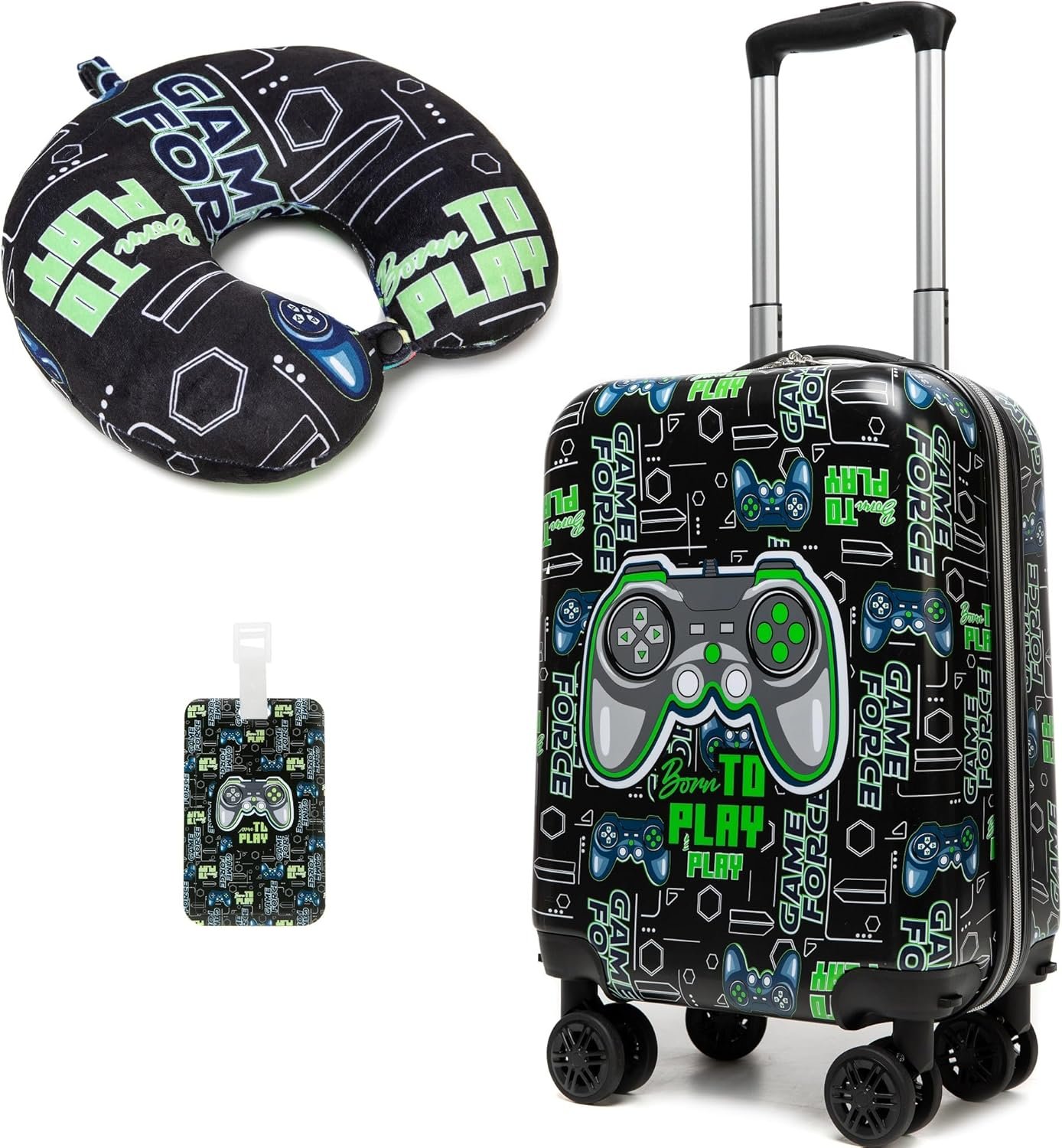 Kids Suitcase Set for Boys Hardside Luggage with Spinner Wheels 2 Piece 16inch Toddler Suitcase for Boys Travel Carry on Luggage Airline Approved