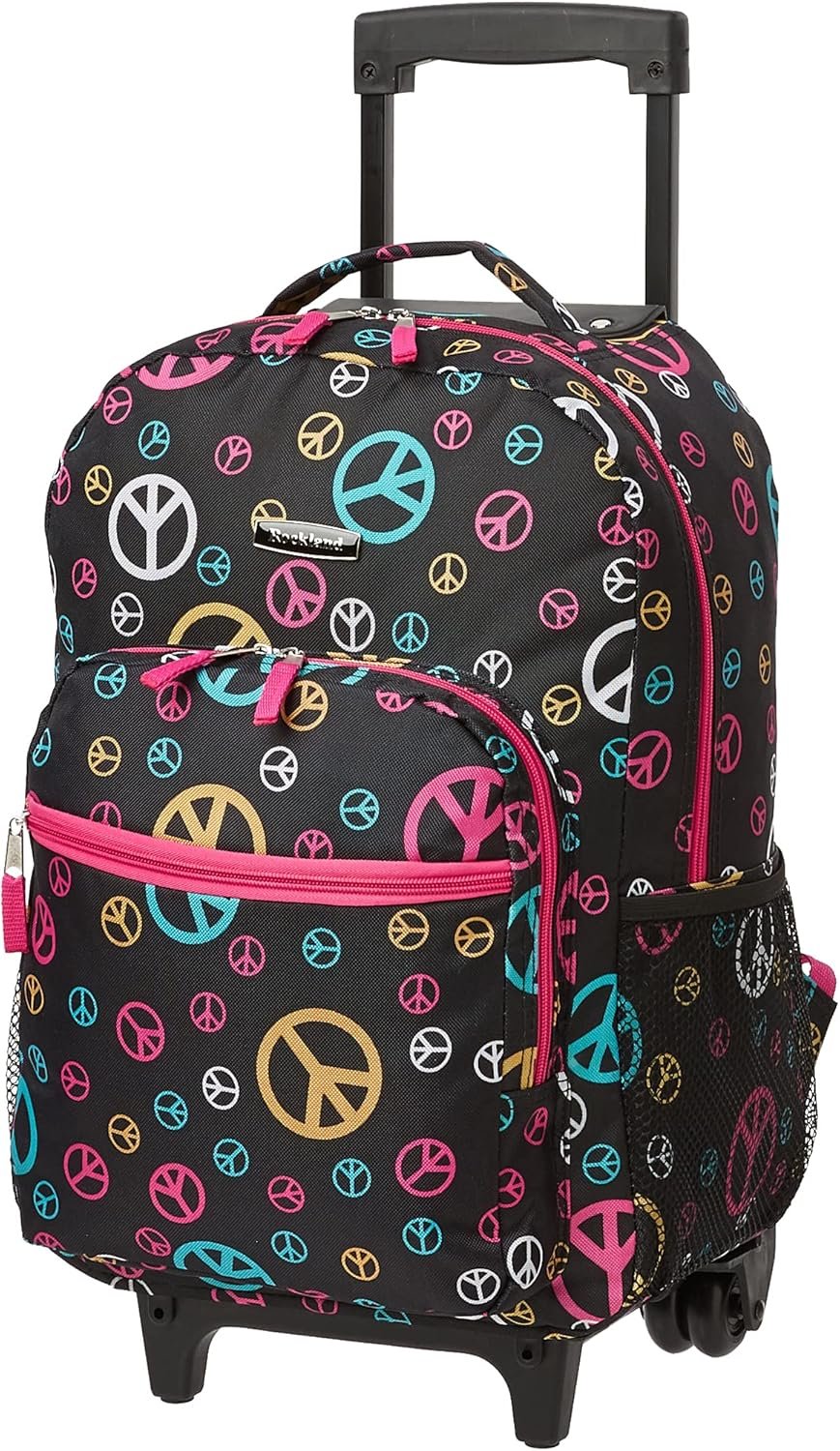 Rockland Double Handle Rolling Backpack, Peace, 17-Inch