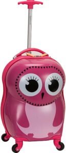 Rockland Jr. Kids’ Hardside Spinner Luggage — Owl 19″