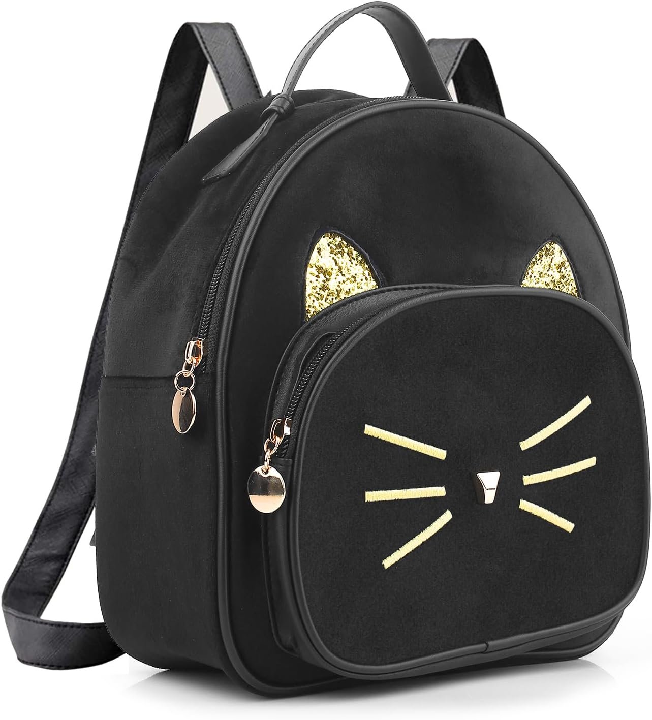Teen Girls Cute Cat Mini Backpack Velvet Daypack Portable Shoulder Bag