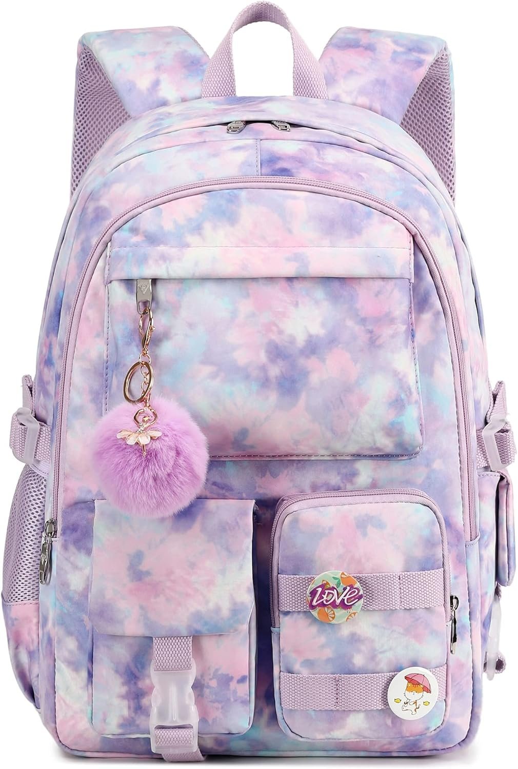 Hidds Laptop Backpacks 16 Inch School Bag College Backpack Anti Theft Travel Casual Daypack Bags Cute Bookbags Large Colorfull Carry on Back Pack for Teens Girls Women Students (Tie-Dye Purple)