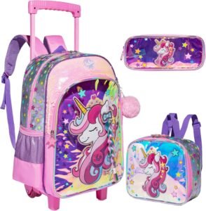 Unicorn Rolling Backpack for Girls | Travel Backpack | Kids Luggage