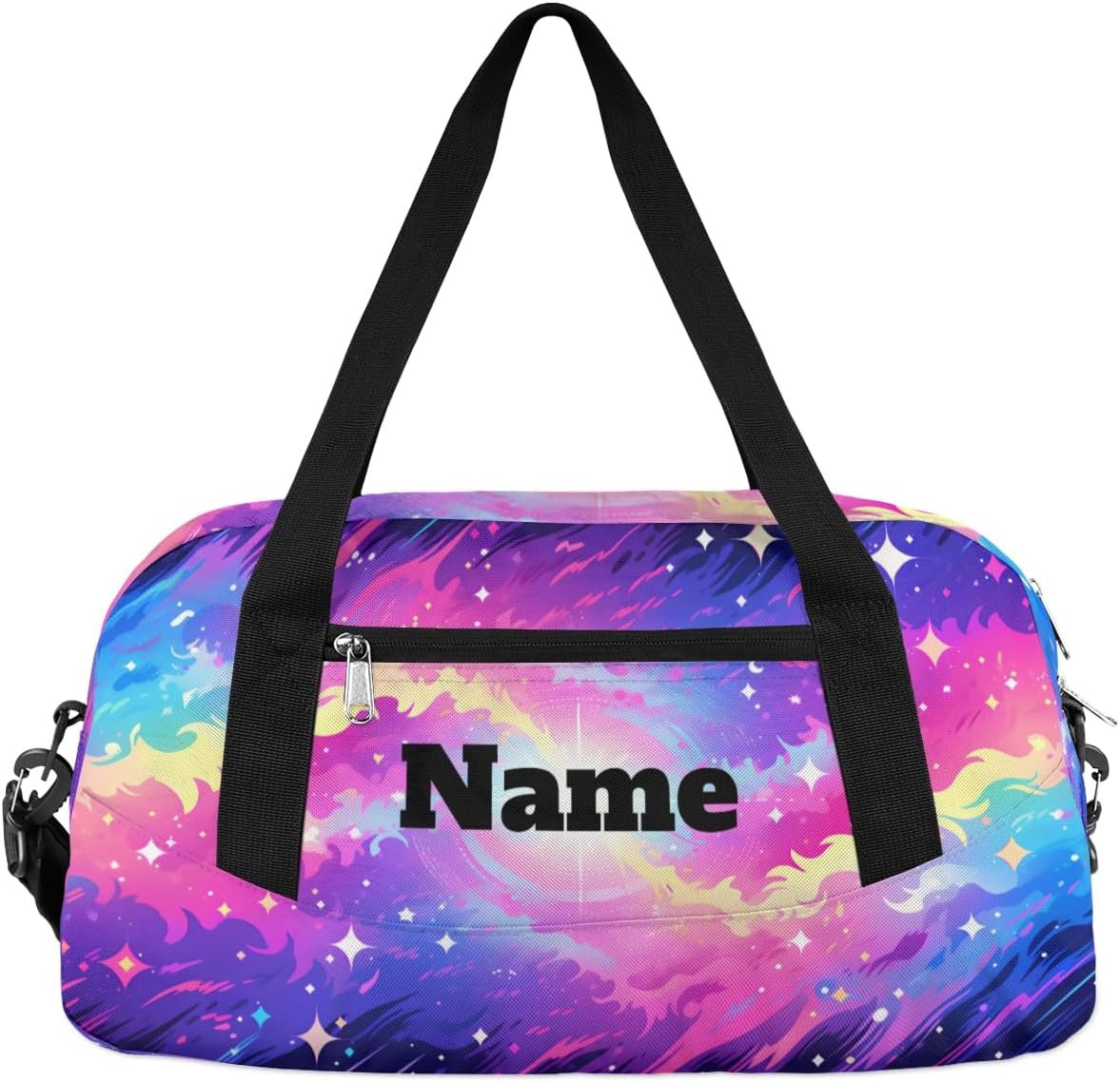Colorful Starry Sky Tie-dye Custom Name Kids Duffel Bags Personalized Customized Gifts Sports Gym Bag Girls Dance Bag Overnight Weekender Sleepover Carry On Travel Tote Bag for Boys Girls
