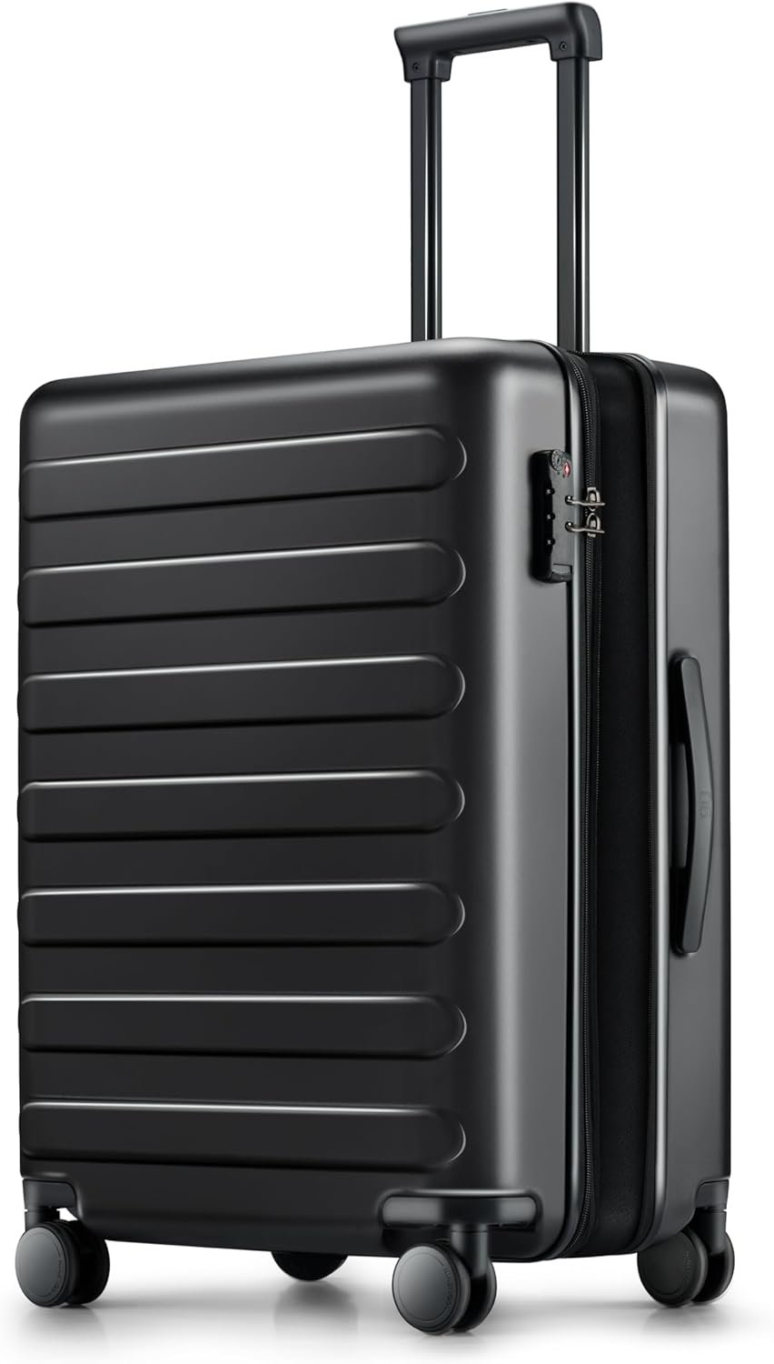 NINETYGO Carry On Luggage 22x14x9 Airline Approved, 20 Inch Luggage with Smooth Spinner Wheels, Expandable, Hard Shell PC Suitcase, Lightweight Travel Luggage, TSA Approved (Black, Rhine Max)