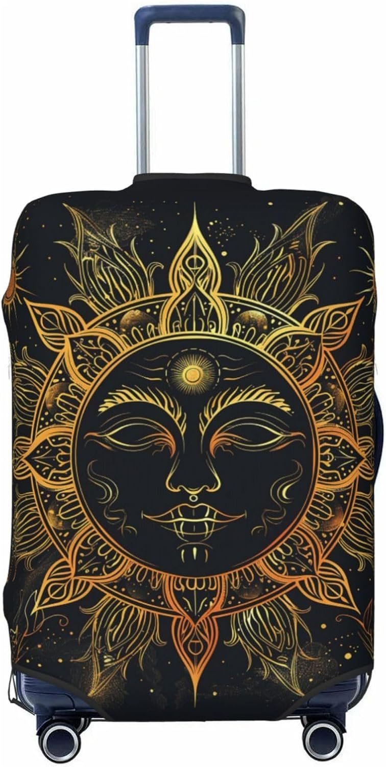 Mandala Sun Luggage Cover Washable Elastic Suitcase Cover Anti-Scratch Travel Luggage Protector Covers for Kids Adult L fits 25-28 inch Suitcase