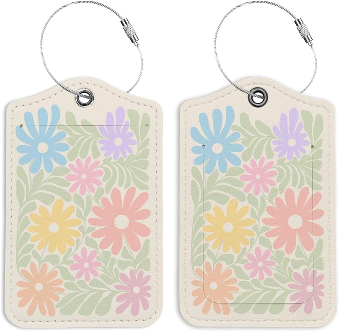 Flowers Preppy Cowgirl Luggage Tags for Suitcases, Preppy Luggage Tag, Back to School for Students, Trendy 2 Pack Luggage Tags for Travel, Funky Teen Girl Gifts Suitcase Tags