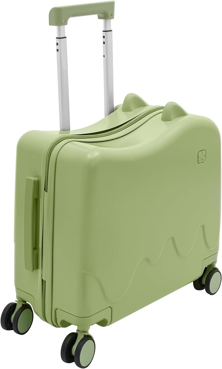 Ride on Suitcase for Kids, Kid's Ride-on Travel Suitcase with Wheels, Rolling Carry On Luggage with Lock for Girls and Boys, Children's Ttrolley Rider Ride-on Luggage Case (Olive Green)