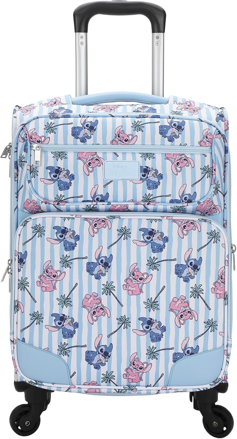 Bioworld Disney Stitch & Angel Ice Cream Blue 20" Adult Softside Rolling Luggage