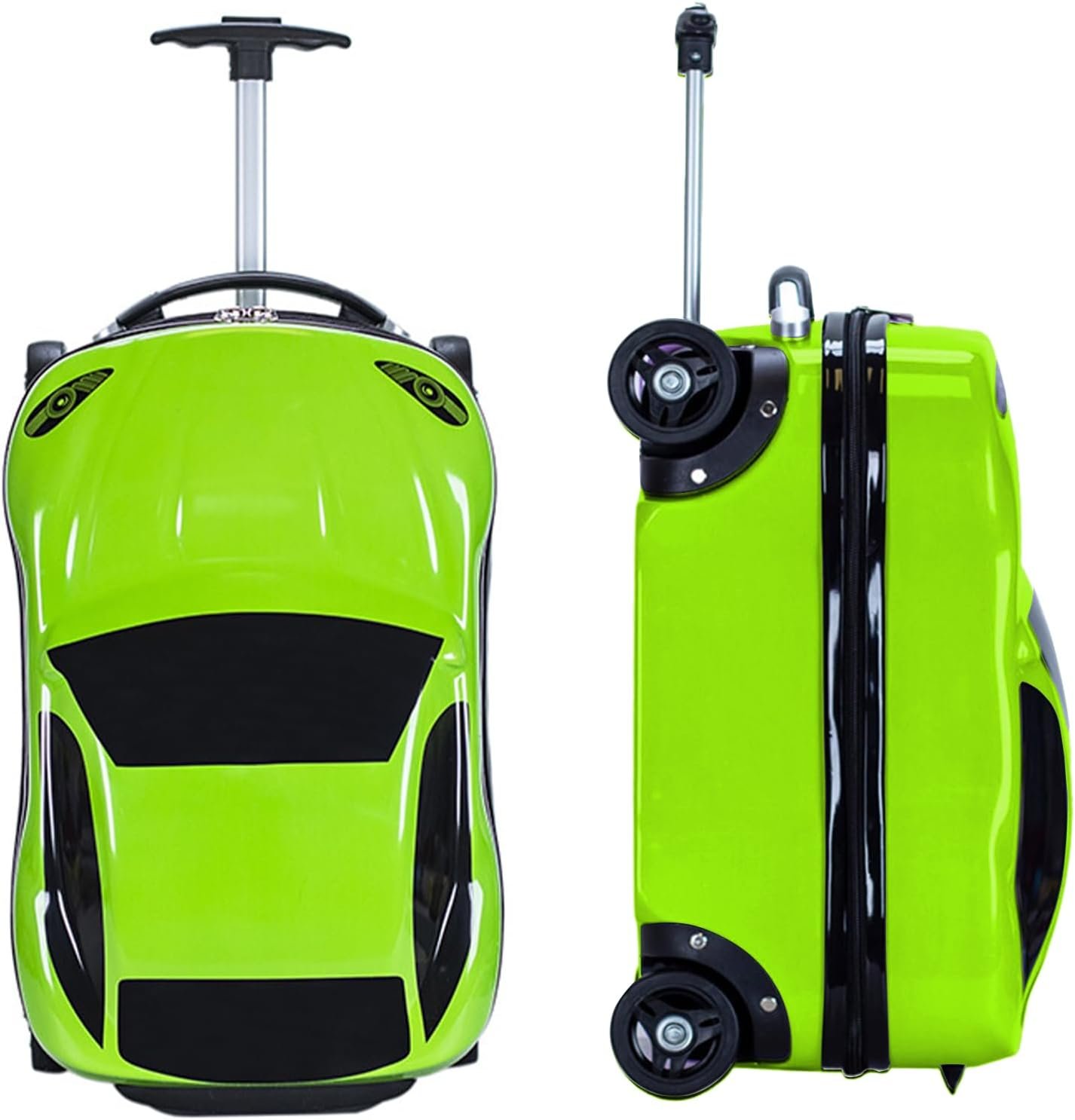 Kids Ride-On Suitcase with Wheels – Toddler Luggage for Boys & Girls, Car-Shaped Carry-On Luggage for Kids, Ride On Suitcase with Seat, Lightweight Rolling Travel Bag (green)