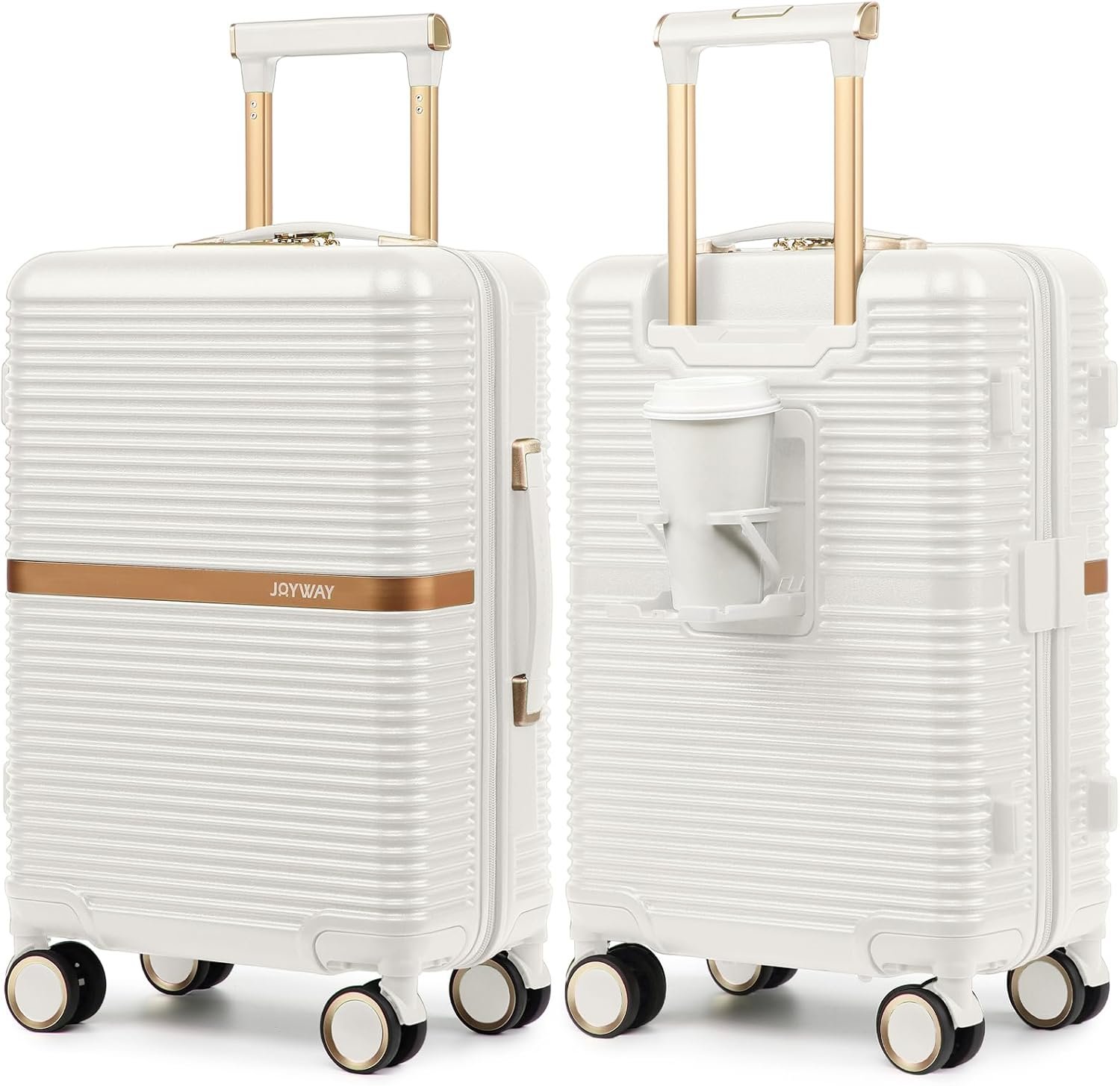 Joyway Lightweight Carry-On Luggage 20 Inch with Spinner Wheels, TSA Lock, Durable ABS Hardshell Suitcase for Business & Travel (White, 20 Inch)