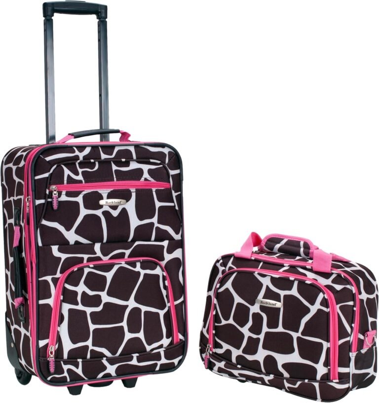 Rockland Kids Luggage Set – Pink Giraffe | Family Travel Gear