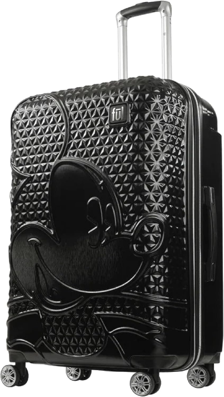 FUL Disney Mickey Mouse 29 Inch Rolling Luggage, Hardshell Suitcase with Spinner Wheels, Black