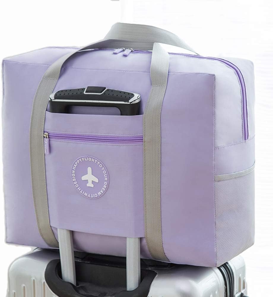 Travel Foldable Bag & Portable Duffel for Women, Men& Kids - Waterproof Lightweight Carry On Luggage (Purple)