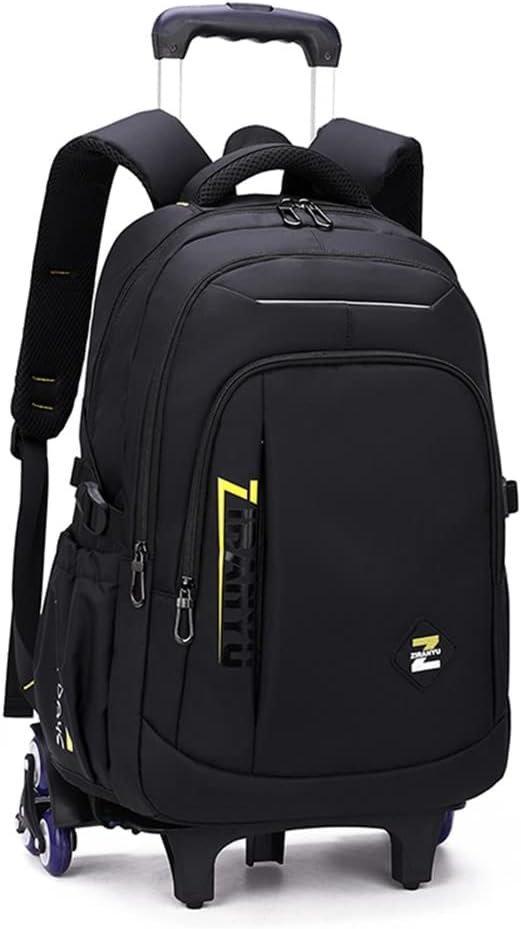 EKUIZAI Solid Color Trolley Backpack Schoolbag for Middle School Students Elementary Rolling Bag Daypack for Teen Boys