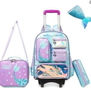 Mermaid Rolling Backpack for Girls – Kids Travel Gear