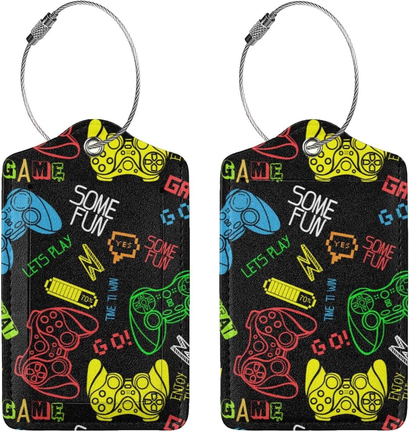 2 Pcs Gamepad Luggage Tags for Suitcase, Funny Game Gamer Gifts for Players Fan, Travel Birthday Gift for Boy Girl Kids Men Women