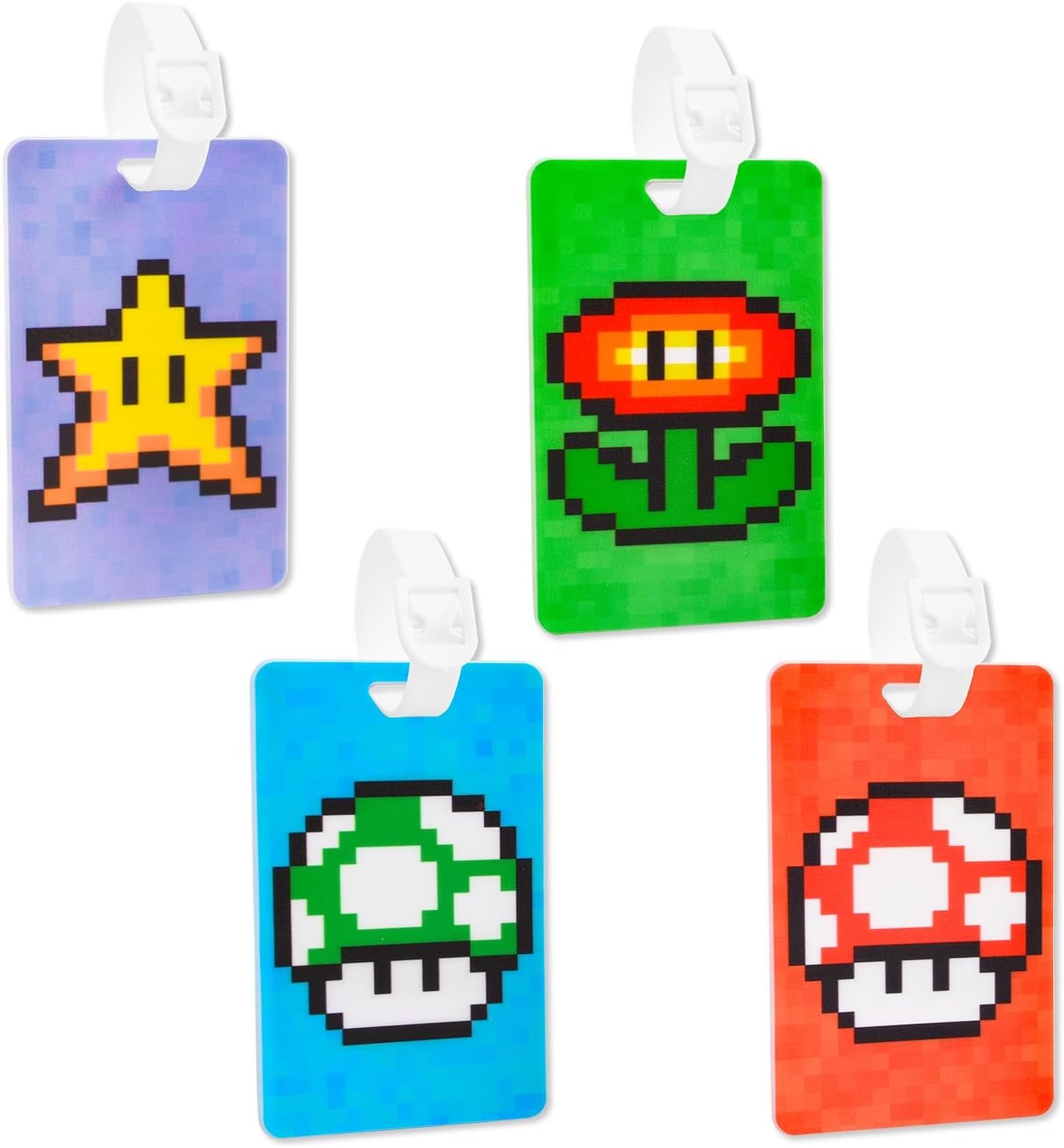 Pounchi Cute Pixel Game Luggage Tags (4 Pack) Video Game Merch for Luggage Travel Bags Suitcases Identifiers Name Luggage ID Tags for Teens Kids