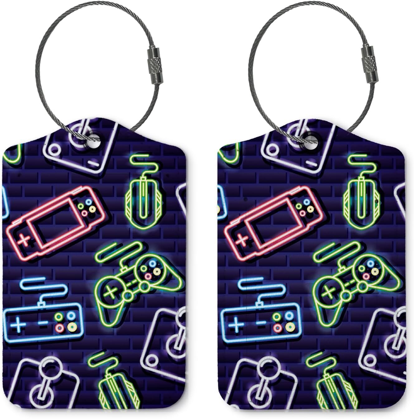 Game Luggage Tags for Suitcases,Kids Boys Girl Travel Gifts,2 Pack Baggage Tag Label with Steel Loop,Handbag School Bag Backpack Traveling Accessories