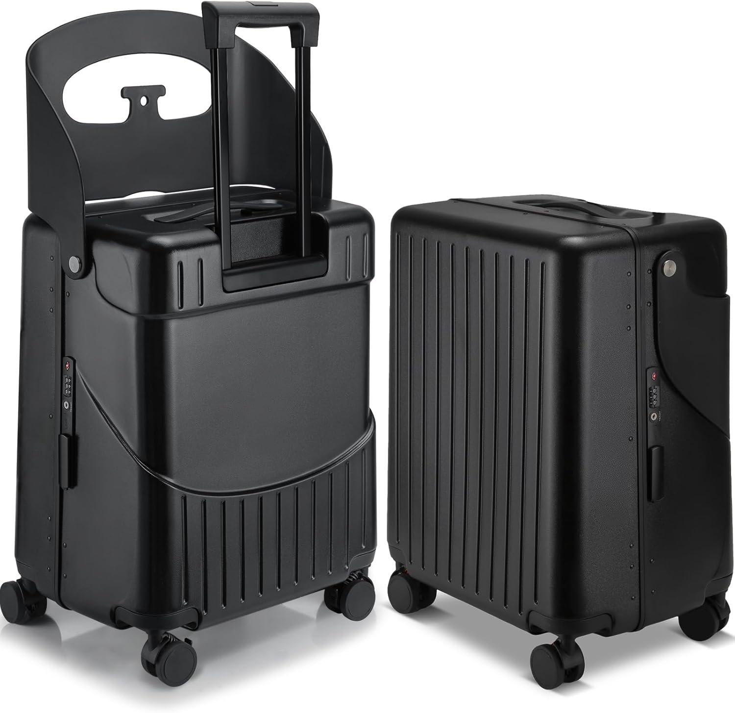 20 Inch Ride on Luggage with Seat for Kids Expandable Ride on Suitcase with Spinner Wheels and Locks for Travel