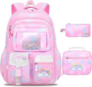 Cute Backpack Set for Girls | Pink School Backpack & Lunchbox