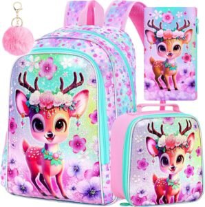 KLFVB Deer Backpack Set – Cute Kids Travel Gear