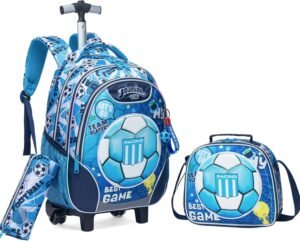 Kids Rolling Backpack – Football Design | Egchescebo