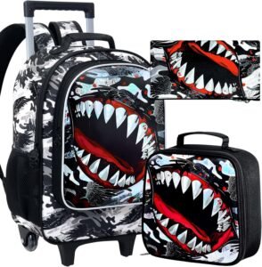 Shark Rolling Backpack for Boys – Travel & School