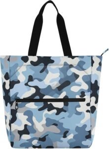 Kids Book Tote Bag – Camouflage Blue Travel Bag