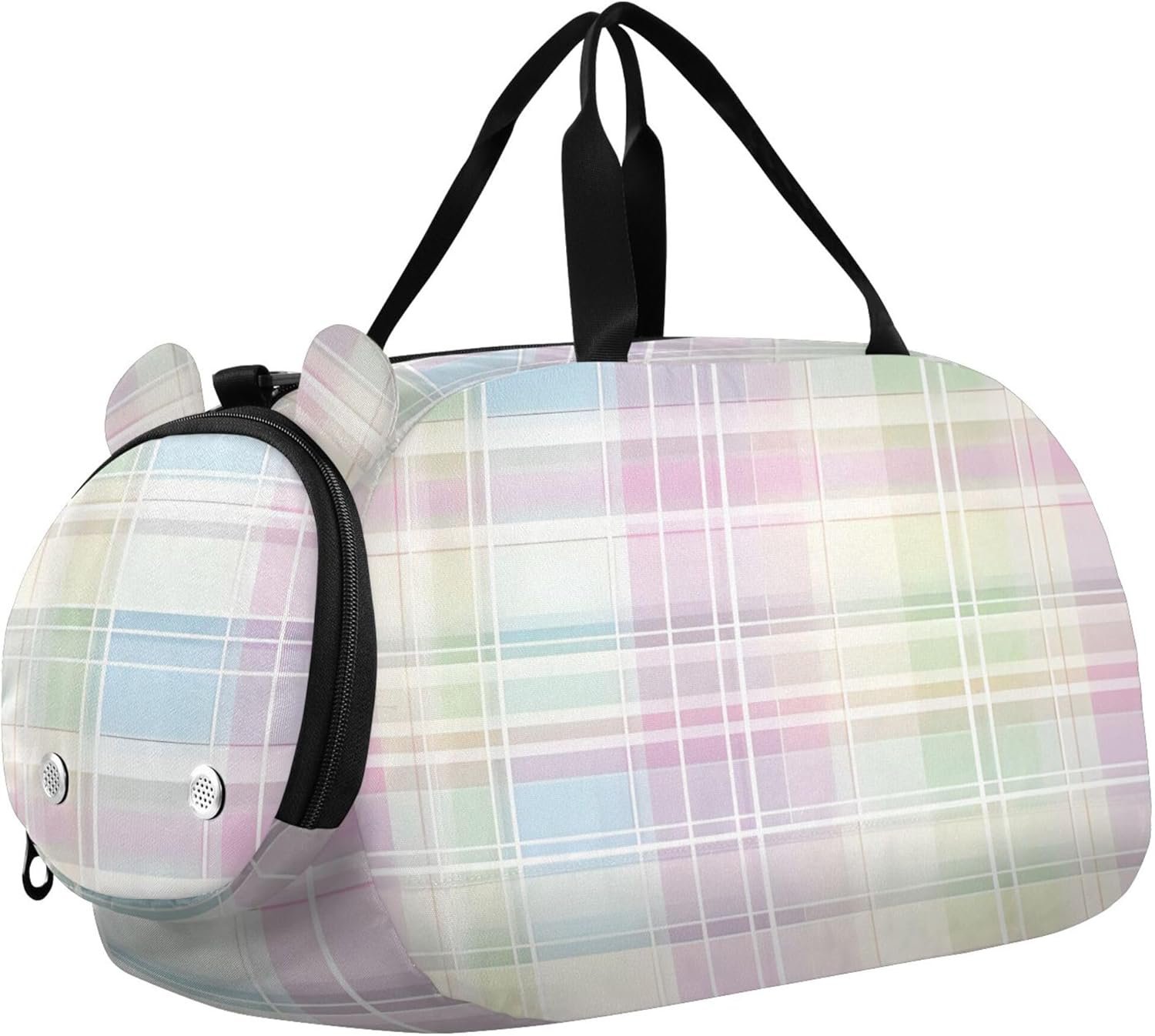 Plaid Pastel Girls Duffle Bags Travel Tote Toddler Weekender Bags Carry on Duffel for Boys Kids Luggage Sports Bag
