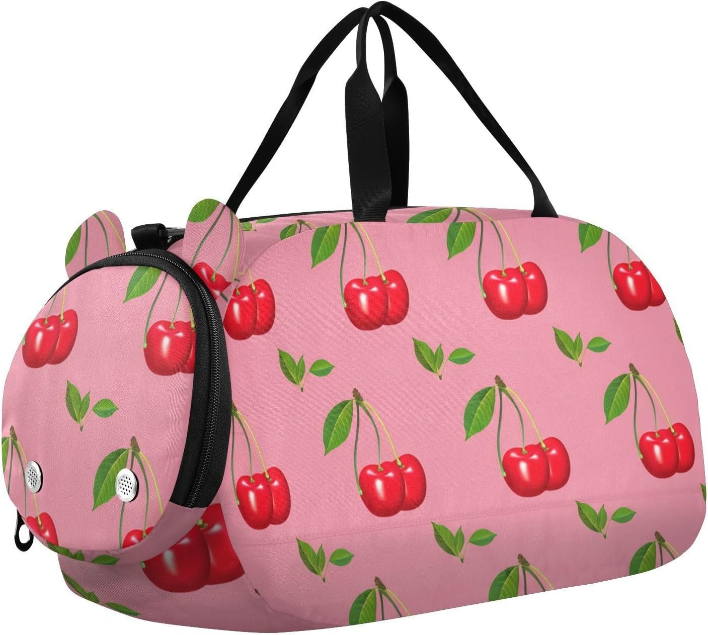 Cherry Kids Overnight Duffle Bag,Gymnastics Sports Dance Bag with Shoe Compartment & Wet Pocket, Travel Weekender Tote for Boys & Girls