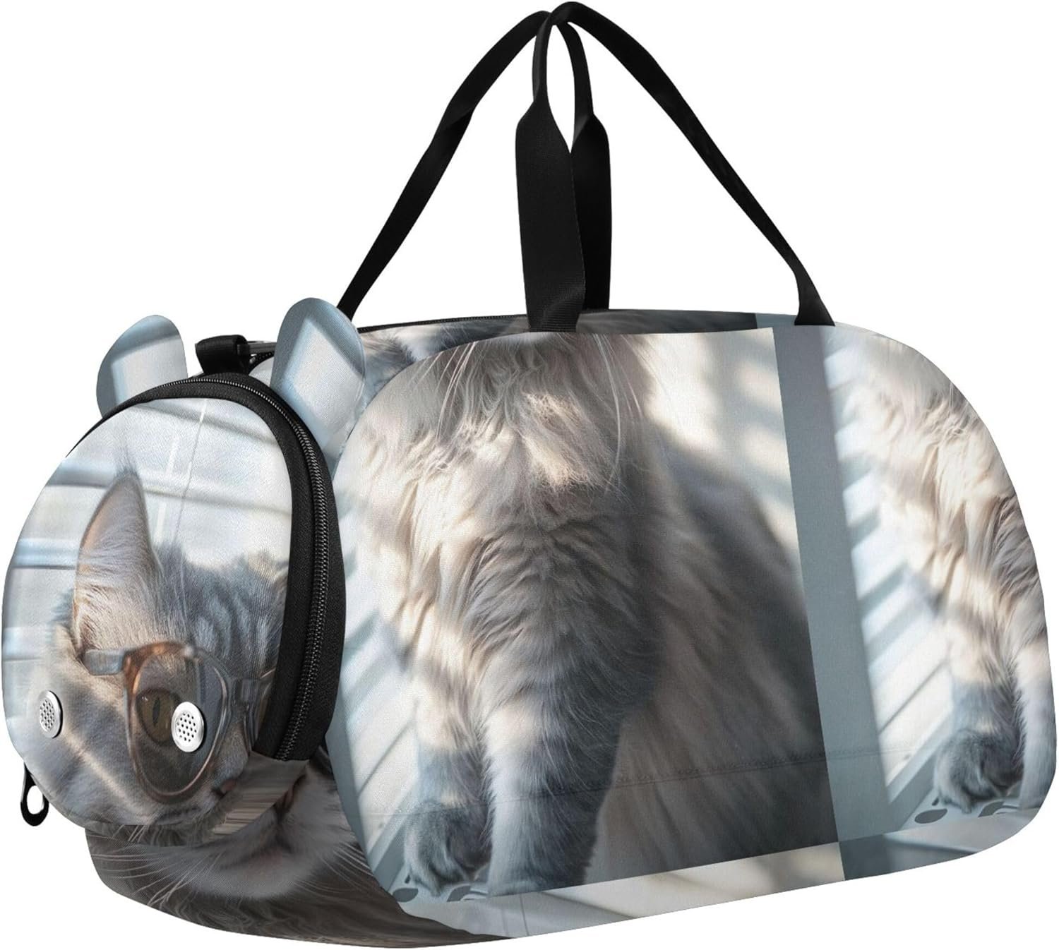 Carry on Duffel for Boys Weekender Overnight Trendy Cat Glasses Aesthetic Art Girls Duffle Bags Travel Tote Dance Kids Luggage