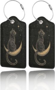 Cute Luggage Tags for Kids – Black Cats & Moon | Family Travel Gear