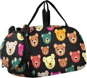 Kids Travel Duffel Bag – Bear Face – Sleepover Bag